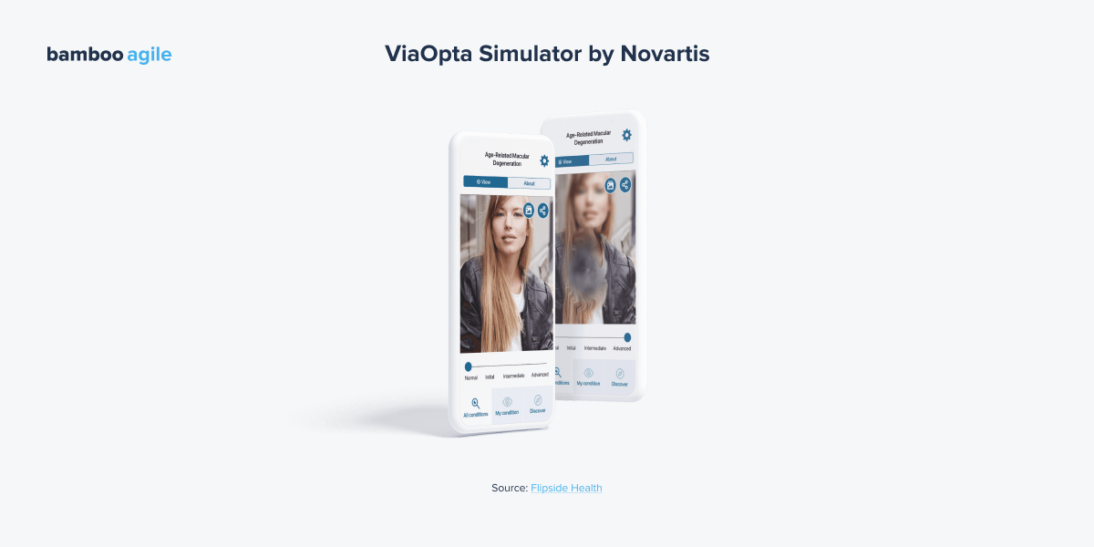 Apps with AR implementation. ViaOpta Simulator by Novartis