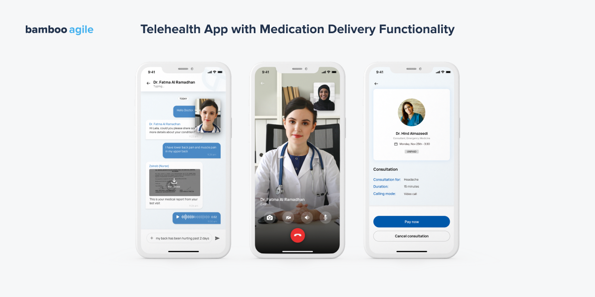 Telehealth App with medication delivery functionality by Bamboo Agile