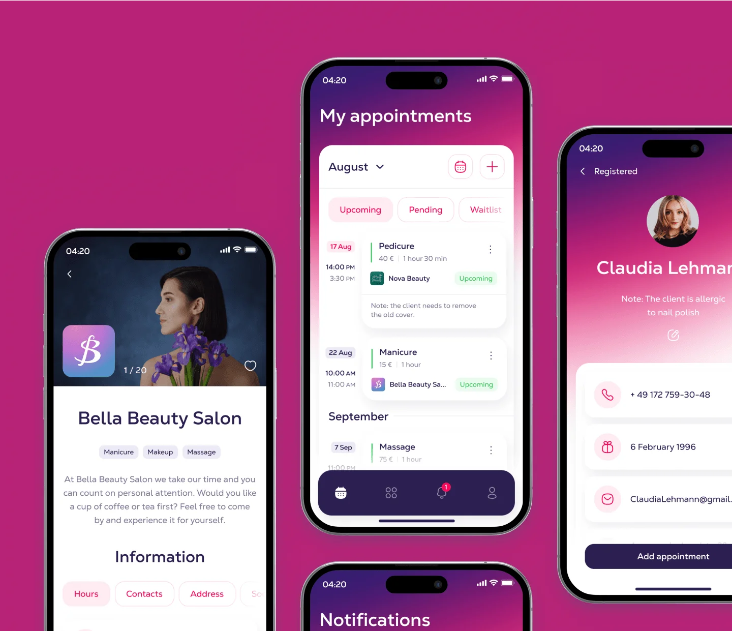 2 side A Salon Booking App - main picture