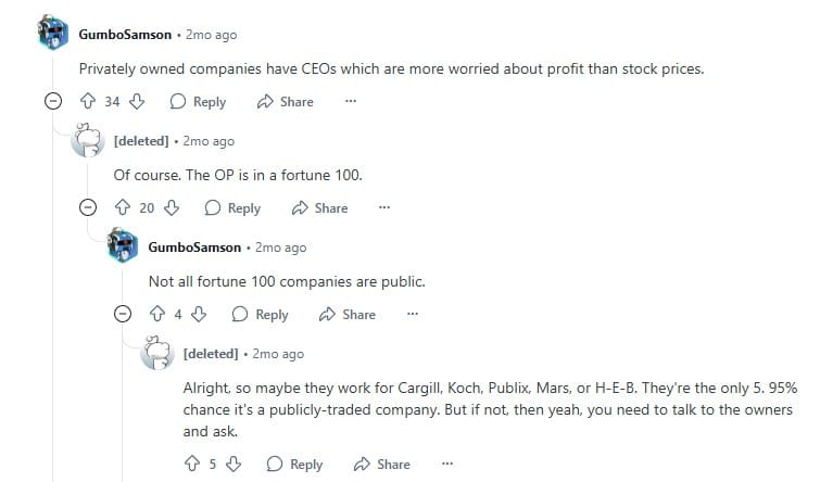 Reddit discussing CEOs’ focus on profit vs stock price