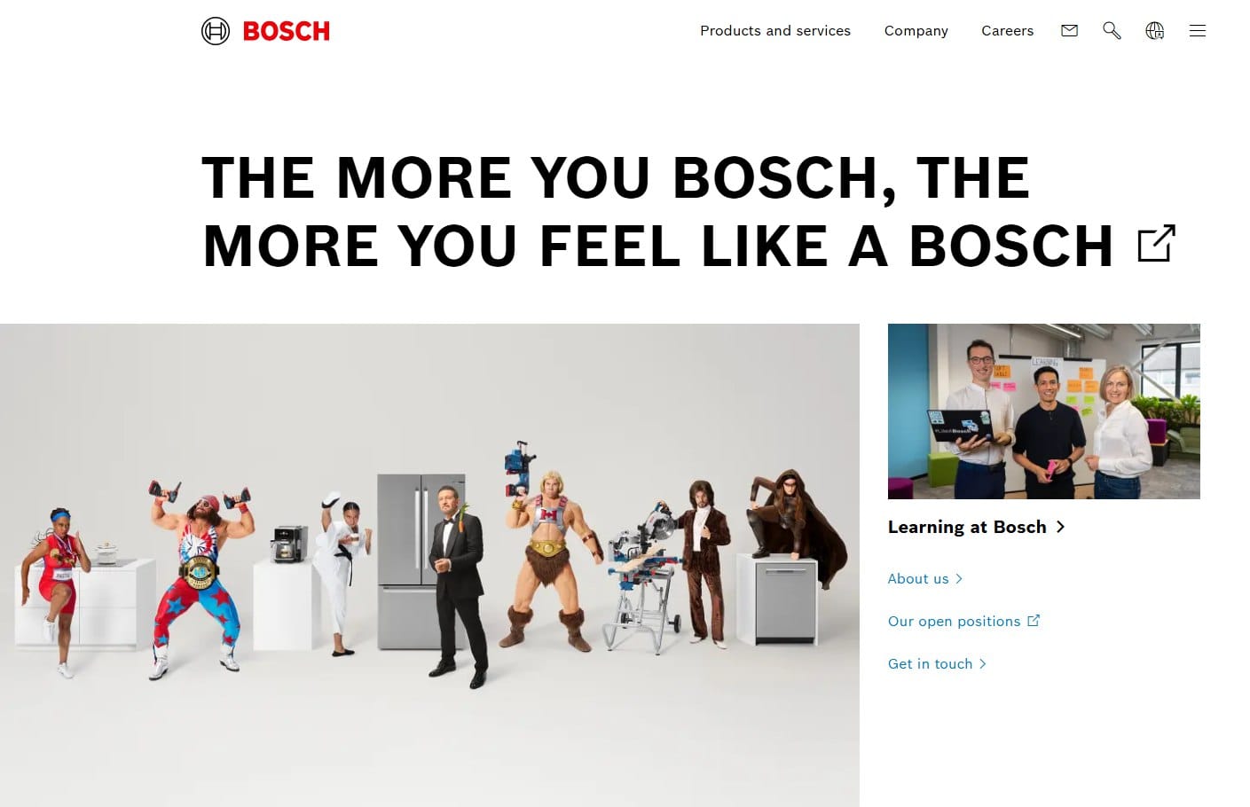 Bosch homepage with a slogan